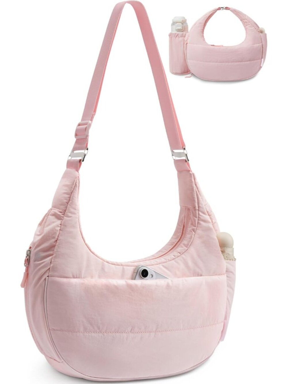 Crossbody Bags for Women with Water Bottle Holder, Puffer Purse for Travel, 7L C